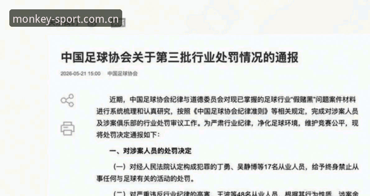 中国足球禁足名单详解：17人终身禁赛背后的行业整顿